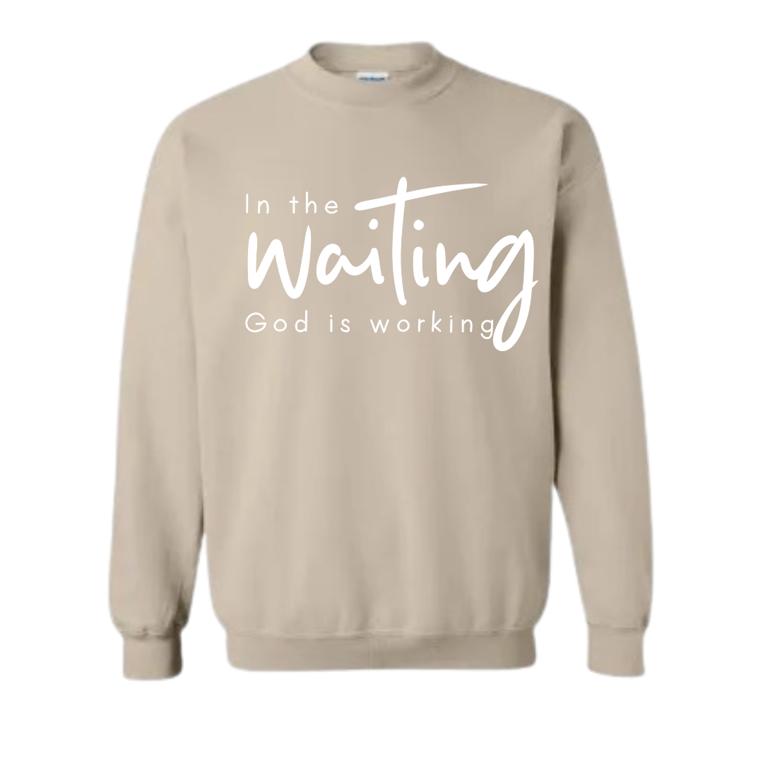 While You Wait White Puff Letters Sweatshirt