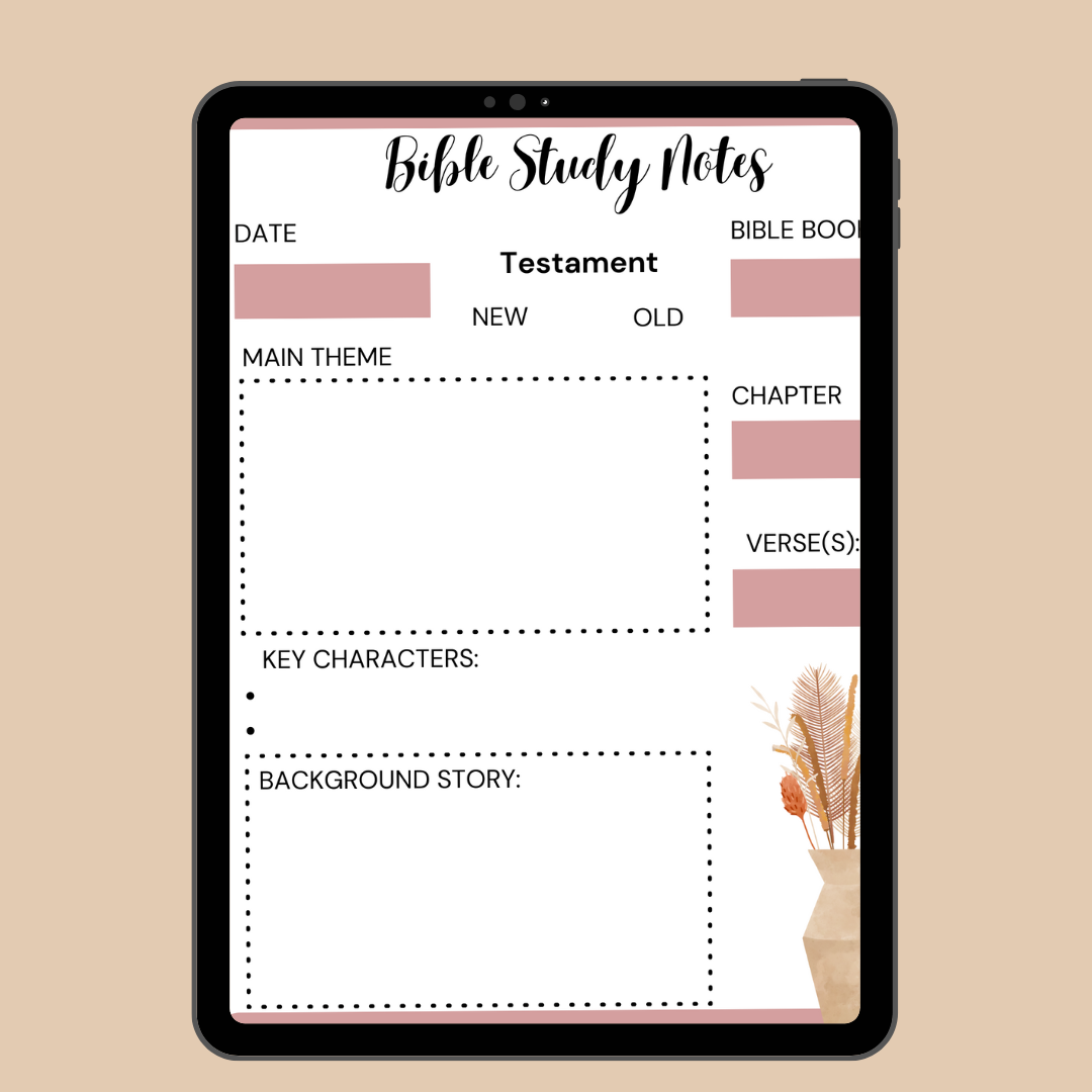 Bible Study Notes Template Digital Product