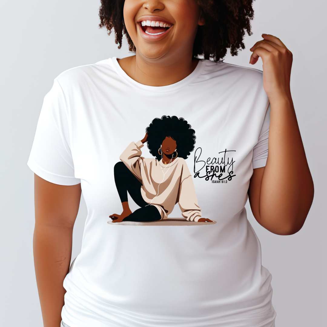 Beauty From Ashes T-Shirt Isaiah 61:3 | Faith-Based Christian Tee for Women