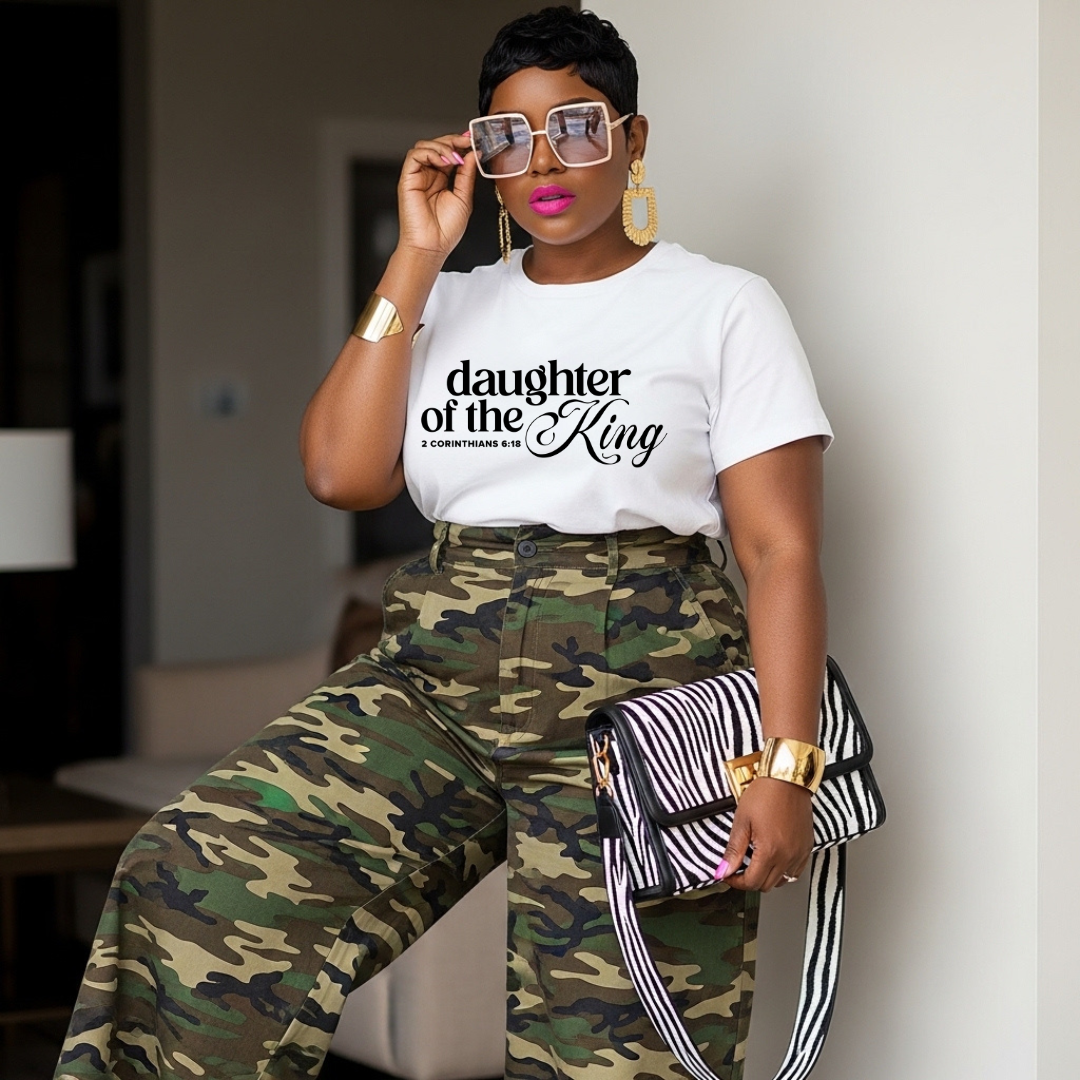 Daughter of the King Christian T-Shirt | 2 Corinthians 6:18 Faith-Based Graphic Tee for Women