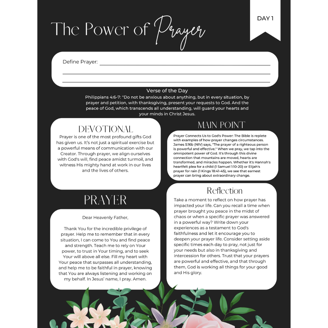 30 Day Bible Study Devotional & Workbook For Christian Woman: Black And White Print