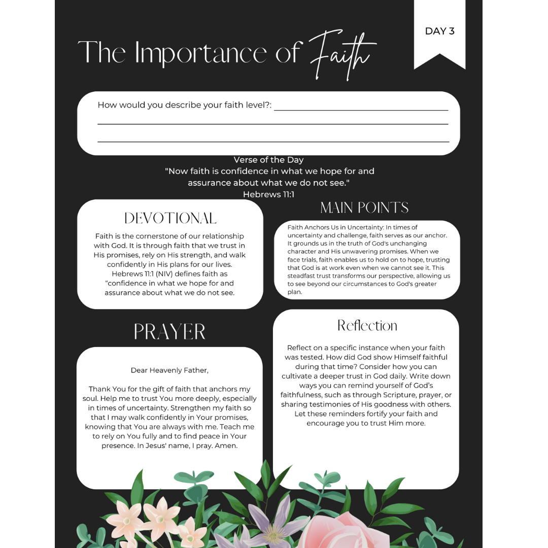 30 Day Bible Study Devotional & Workbook For Christian Woman: Black And White Print