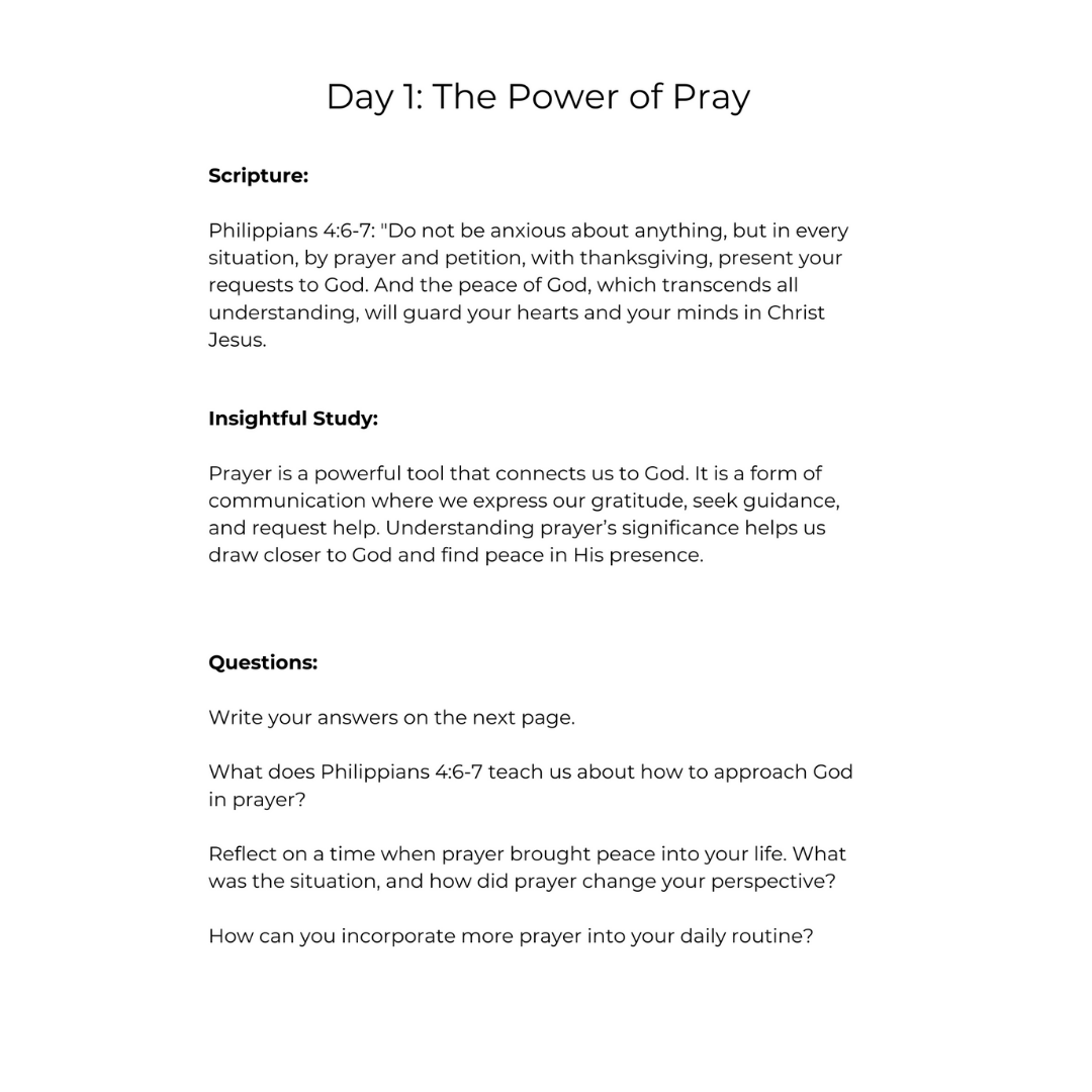 30 Day Bible Study Devotional & Workbook For Christian Woman: Black And White Print
