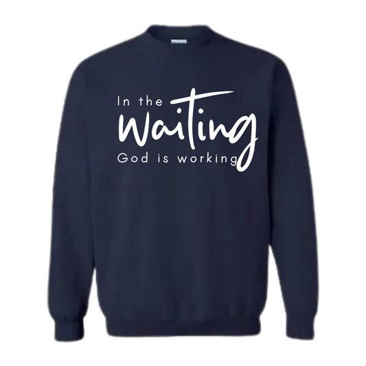While You Wait White Puff Letters Sweatshirt