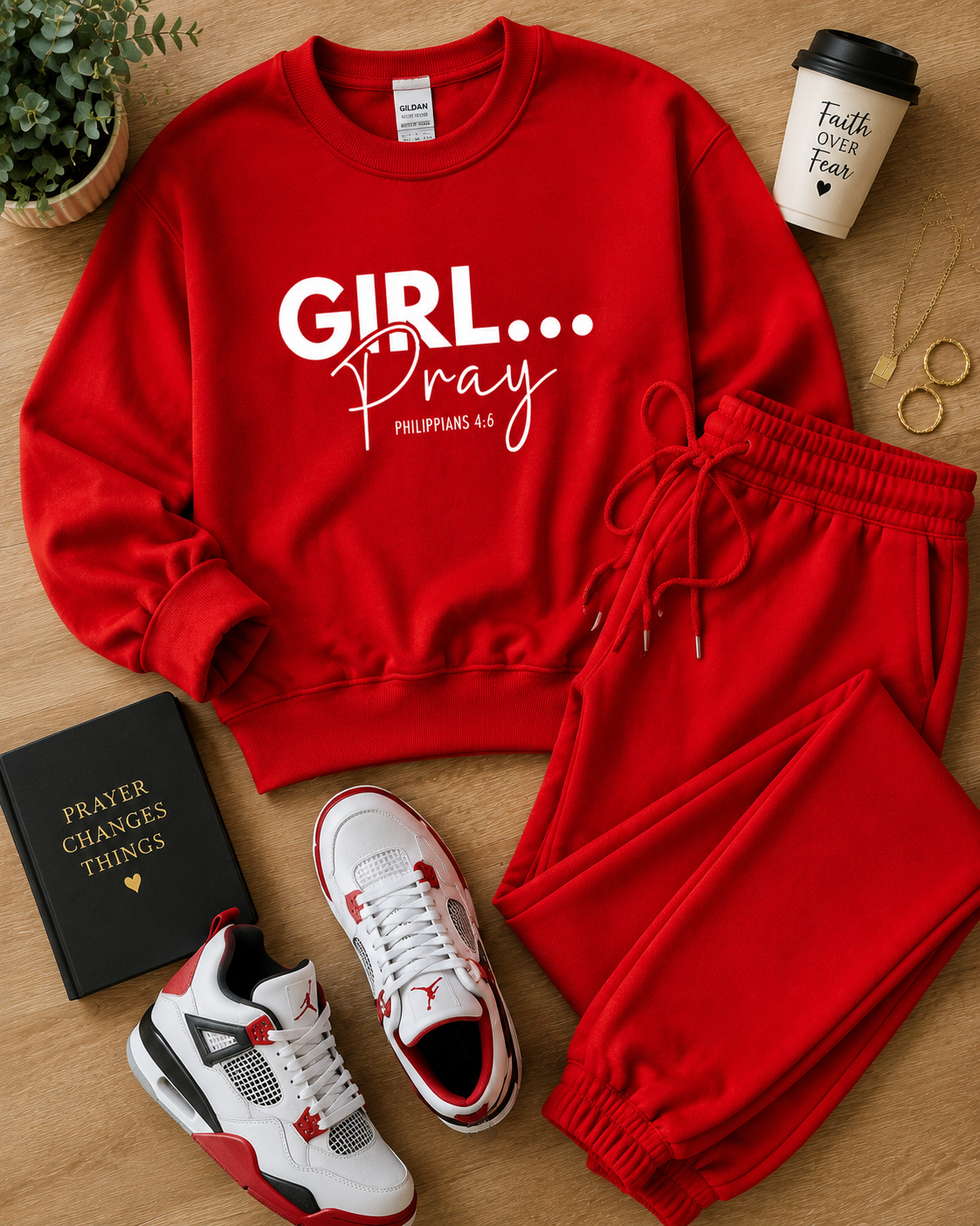 Girl… Pray™ Gray Christian Sweatshirt | Philippians 4:6 Faith Apparel
