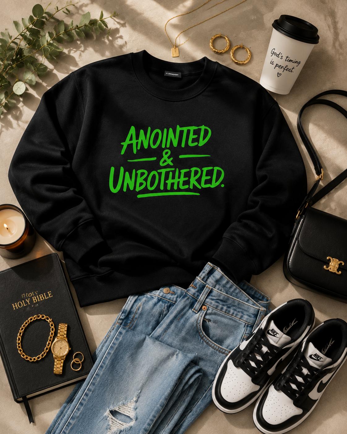 Anointed & Unbothered Faith Sweatshirt Christian Woman Bold Style