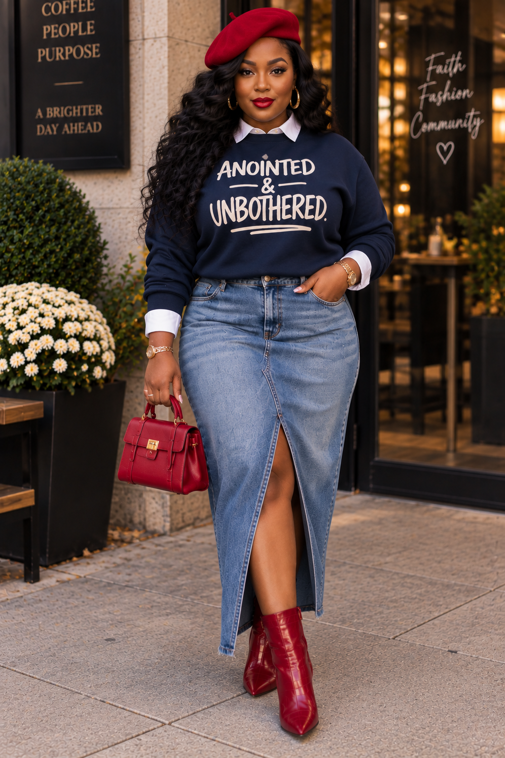 Anointed & Unbothered Faith Sweatshirt Christian Woman Bold Style