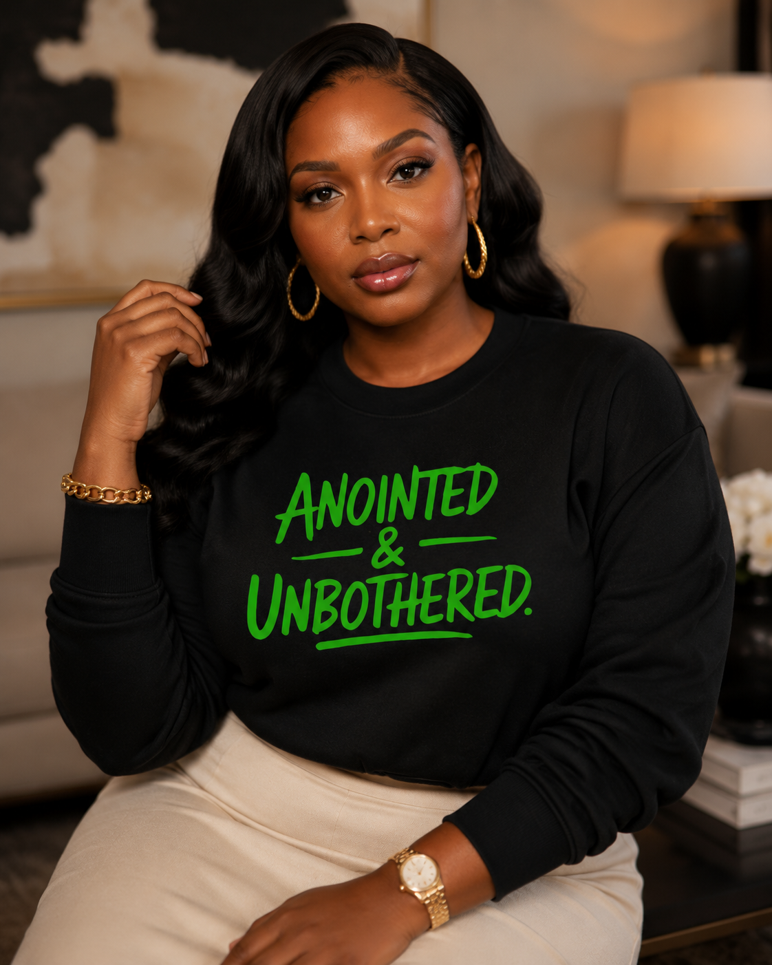 Anointed & Unbothered Faith Sweatshirt Christian Woman Bold Style
