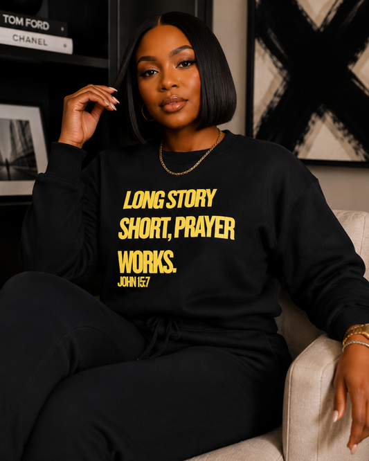 Long Story Short Prayer Works™ Christian Sweatsuit Set | Faith-Based Lounge Set for Women