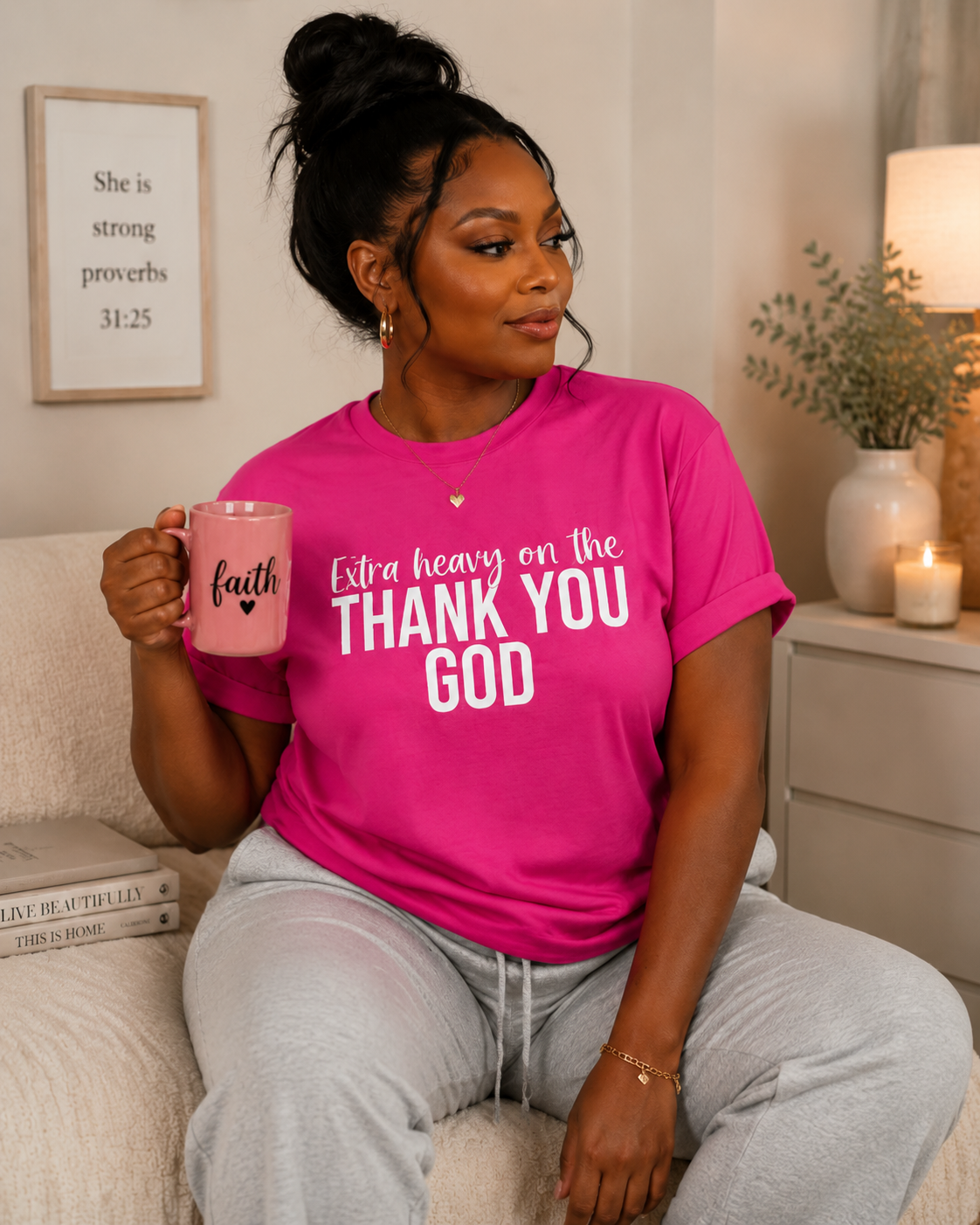 Extra Heavy on the Thank You God T-shirt White Letters