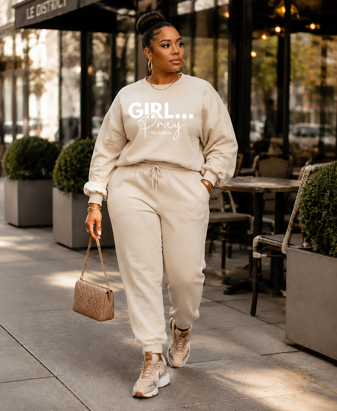Girl… Pray™ Gray Christian Sweatshirt | Philippians 4:6 Faith Apparel