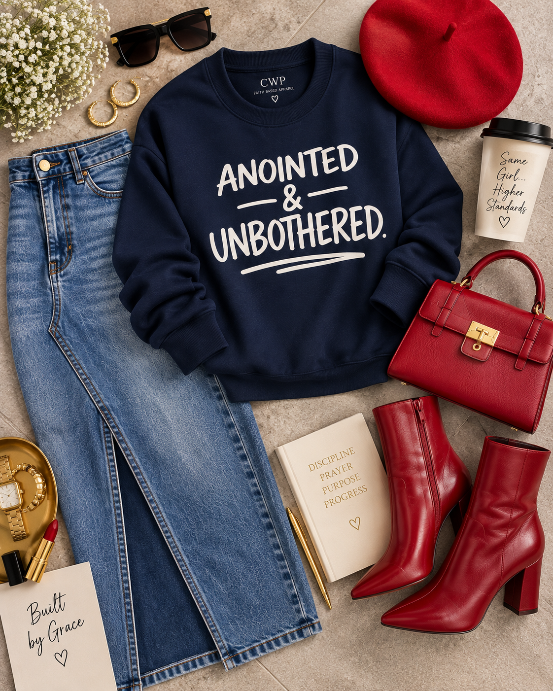 Anointed & Unbothered Faith Sweatshirt Christian Woman Bold Style