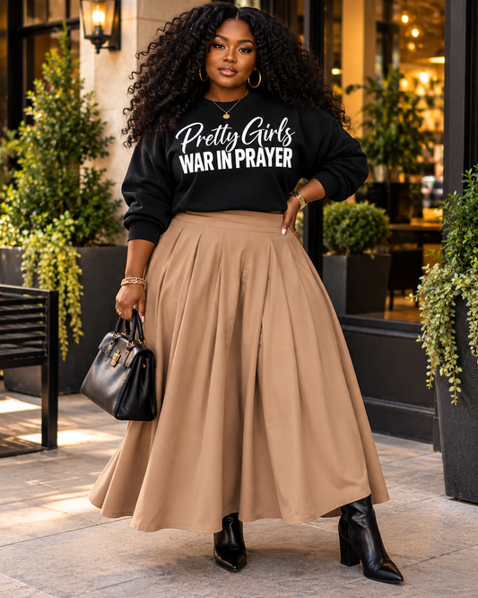 Pretty Girls War in Prayer Sweatshirt | Christian Women's Unisex Crewneck | Faith-Based Graphic Sweatshirt