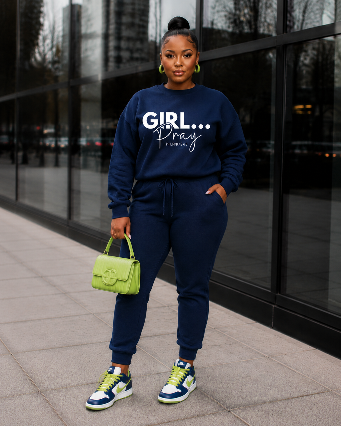 Girl… Pray™ Gray Christian Sweatshirt | Philippians 4:6 Faith Apparel