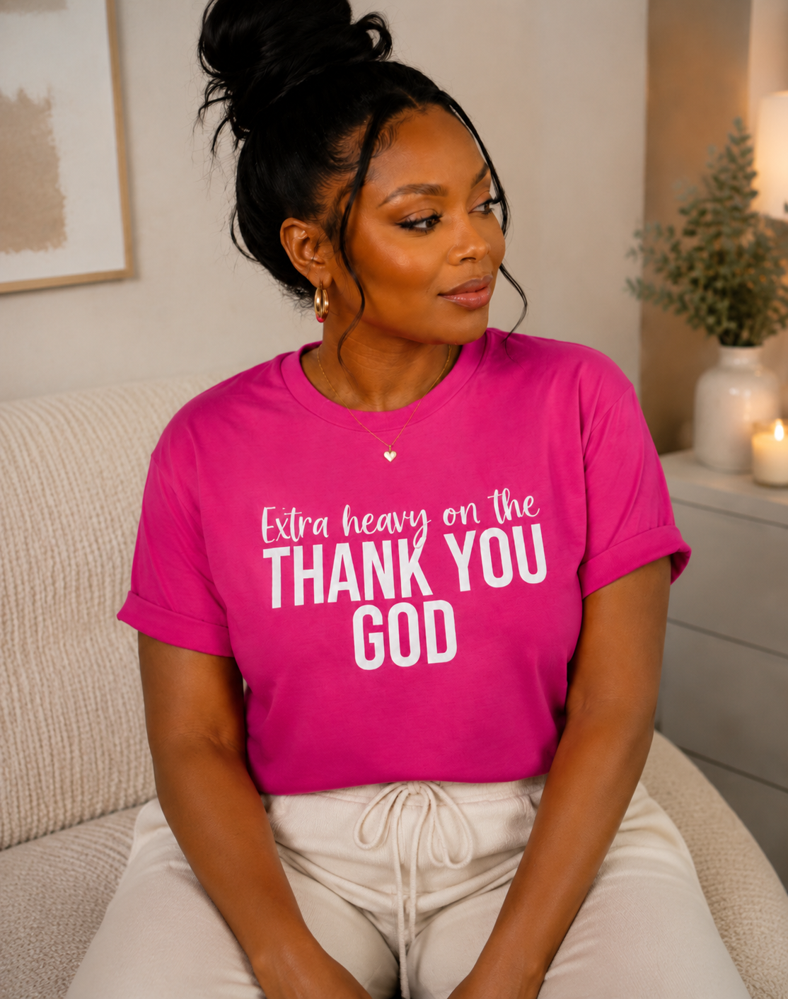 Extra Heavy on the Thank You God T-shirt White Letters