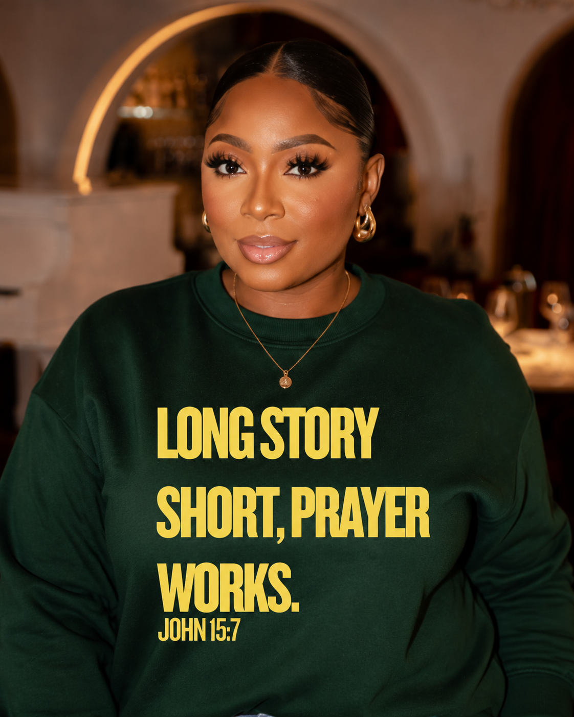 Long Story Short, Prayer Works Christian Sweatshirt John 15:7 Faith-Based Apparel
