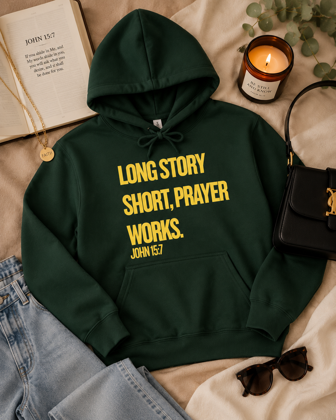 Long Story Short Prayer Works John 15:7 Hoodie