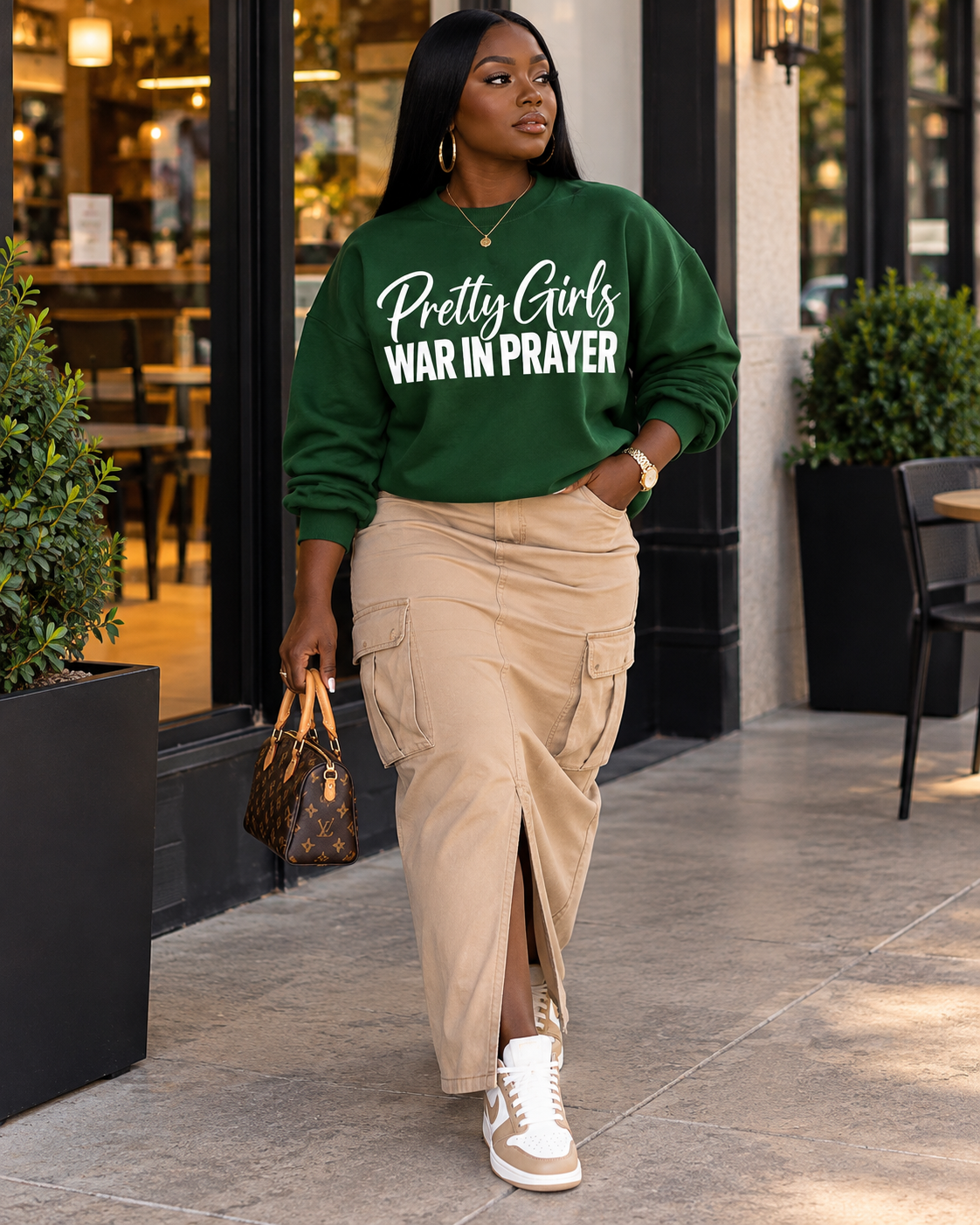 Pretty Girls War in Prayer Sweatshirt | Christian Women's Unisex Crewneck | Faith-Based Graphic Sweatshirt