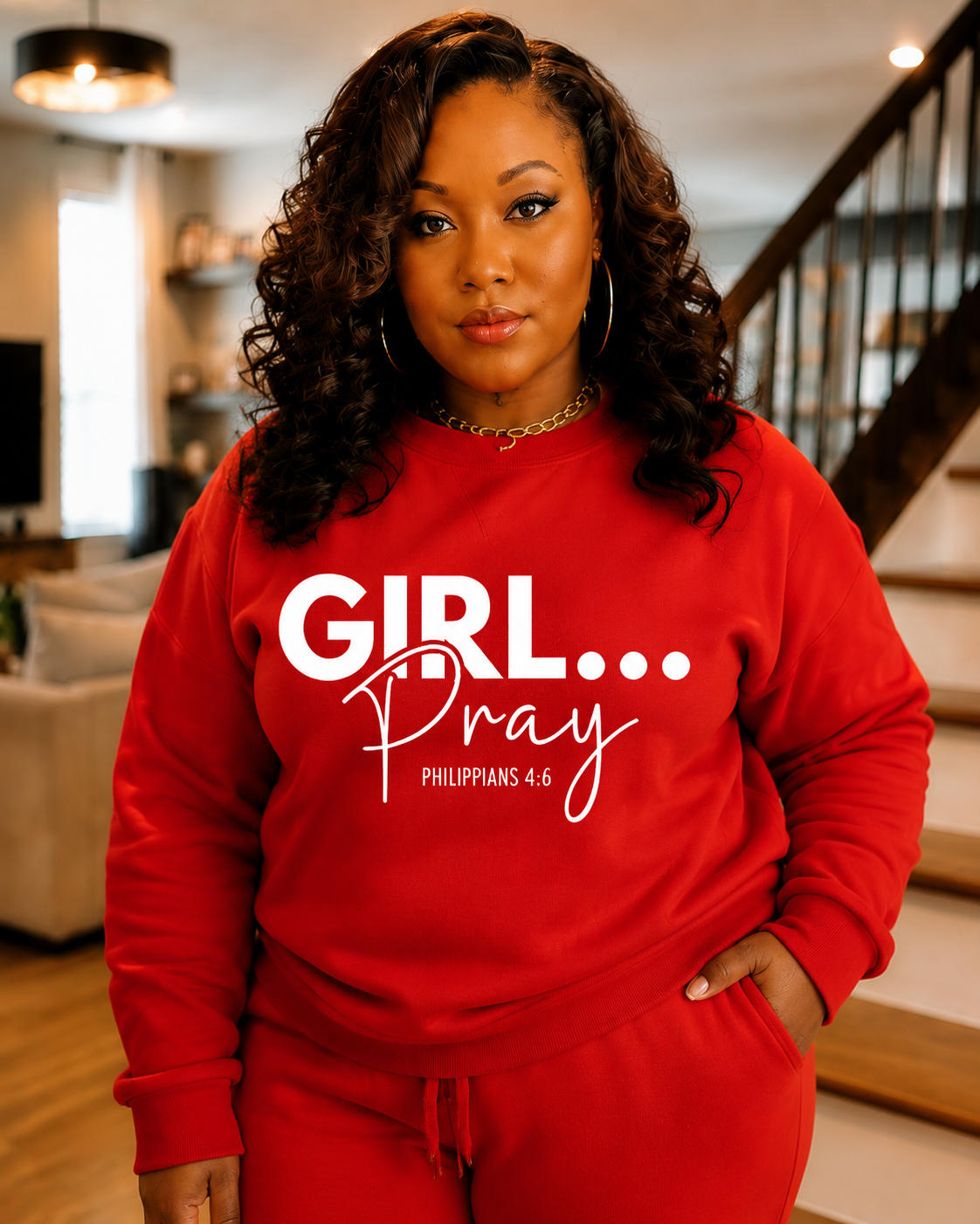 Girl… Pray™ Gray Christian Sweatshirt | Philippians 4:6 Faith Apparel