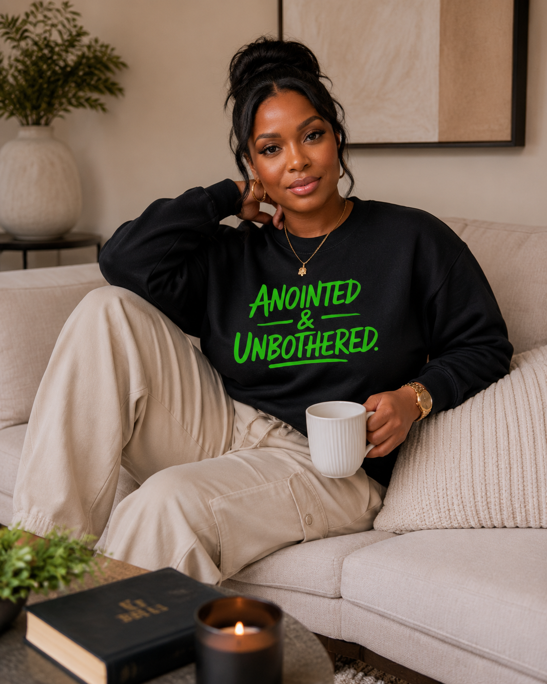 Anointed & Unbothered Faith Sweatshirt Christian Woman Bold Style
