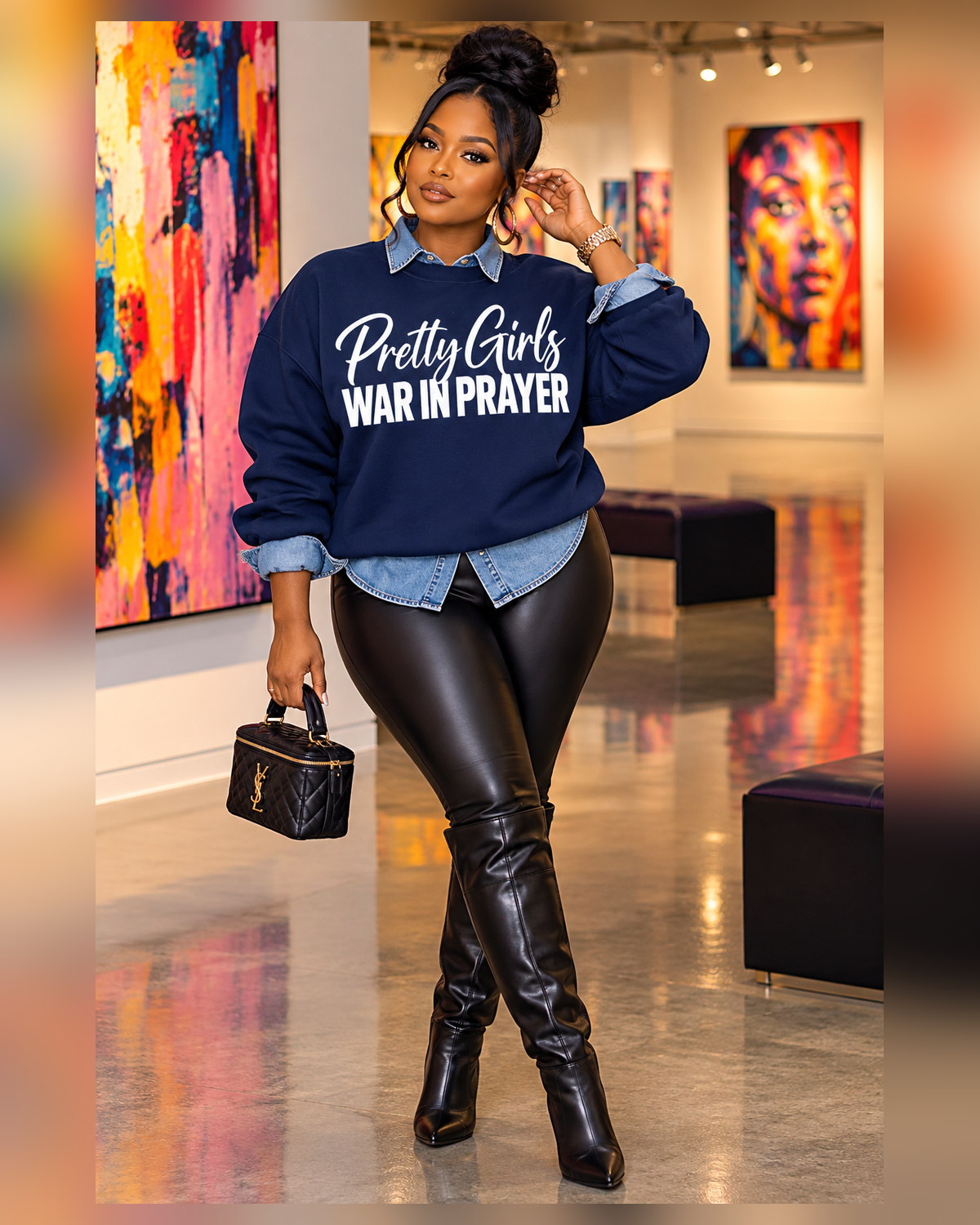 Pretty Girls War in Prayer Sweatshirt | Christian Women's Unisex Crewneck | Faith-Based Graphic Sweatshirt