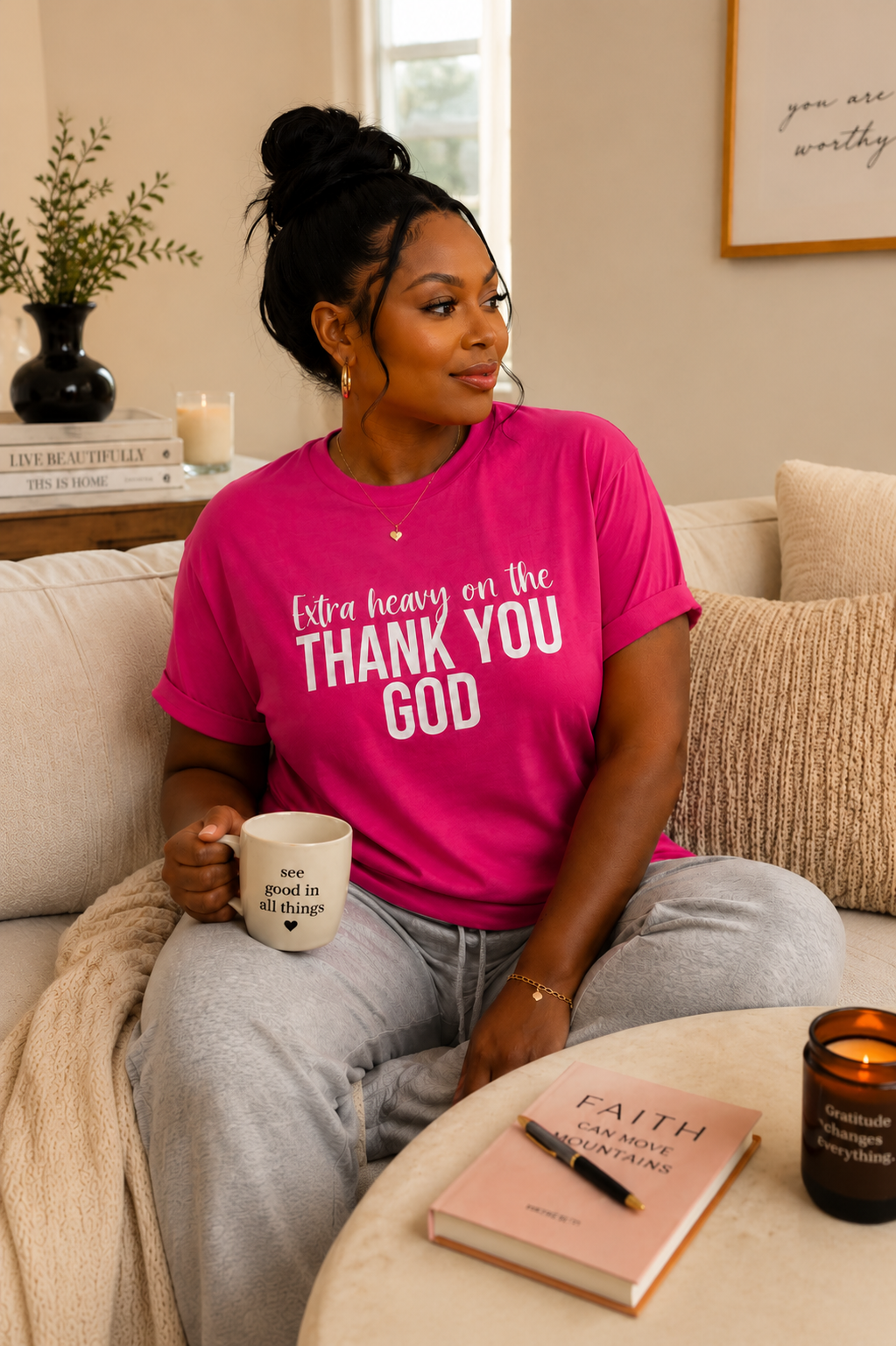Extra Heavy on the Thank You God T-shirt White Letters