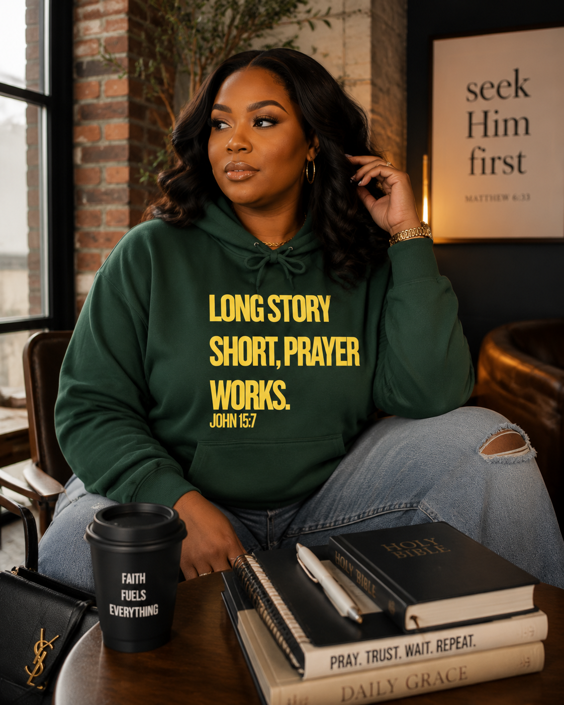 Long Story Short Prayer Works John 15:7 Hoodie