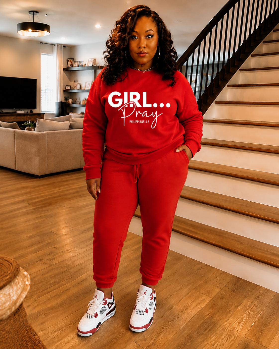 Girl… Pray™ Gray Christian Sweatshirt | Philippians 4:6 Faith Apparel
