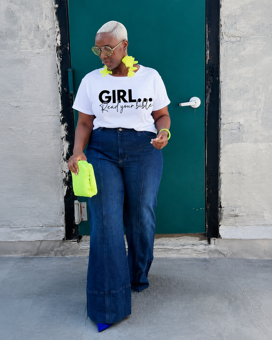 GIRL... Read Your Bible" Christian Women's Faith-Based T-Shirt – Encouraging Scripture Tee for Daily Devotion