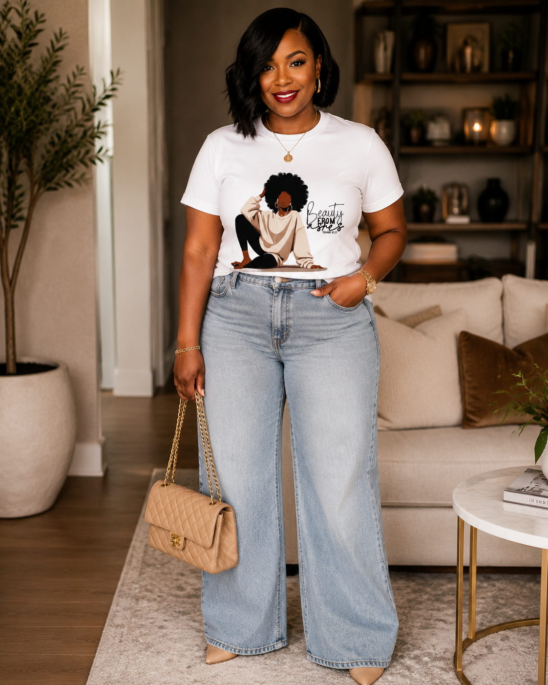 Beauty From Ashes T-Shirt Isaiah 61:3 | Faith-Based Christian Tee for Women