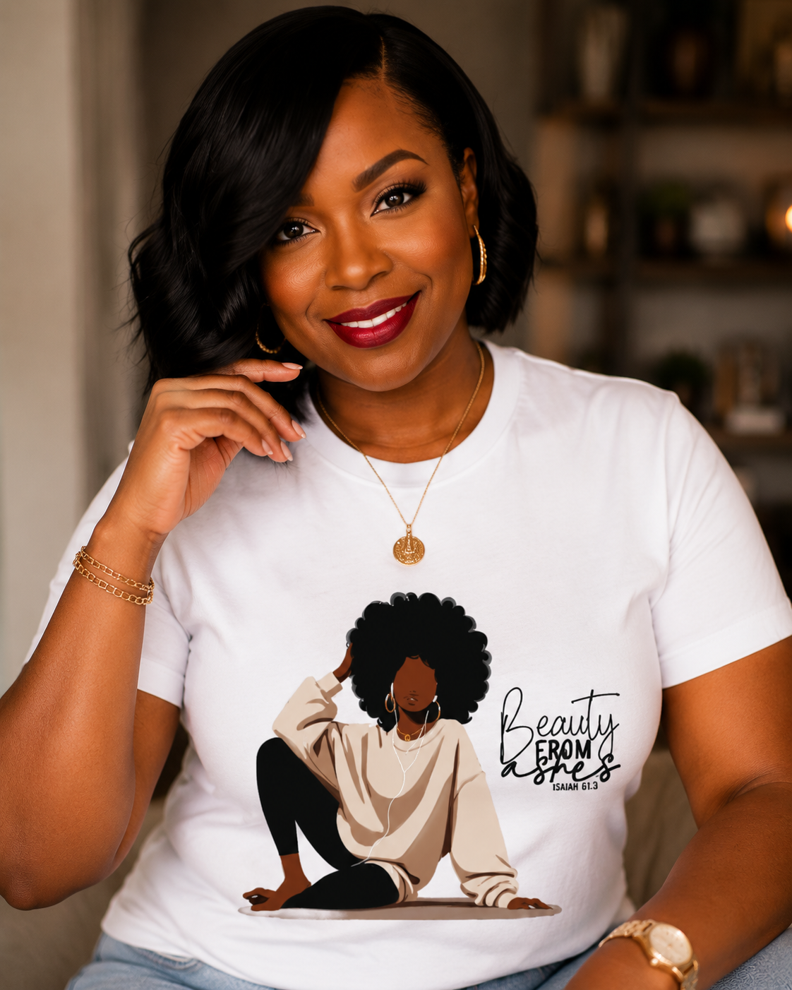 Beauty From Ashes T-Shirt Isaiah 61:3 | Faith-Based Christian Tee for Women