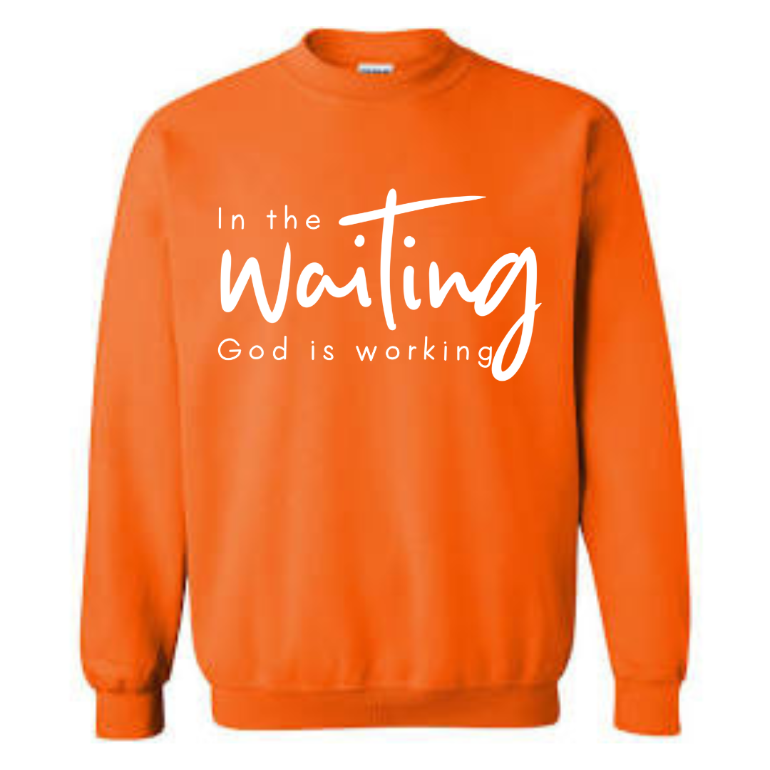 While You Wait White Puff Letters Sweatshirt