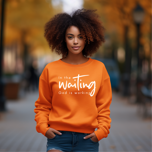 While You Wait White Puff Letters Sweatshirt