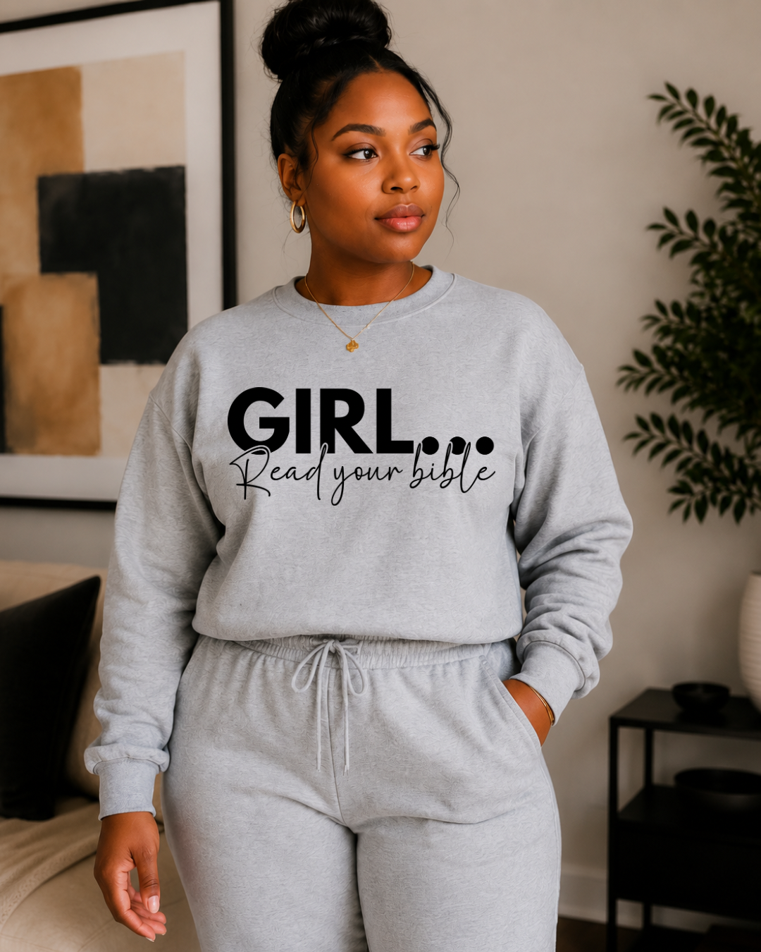 Girl Read Your Bible™ Christian Sweatshirt Set | Cozy Faith-Based Loungewear for Women