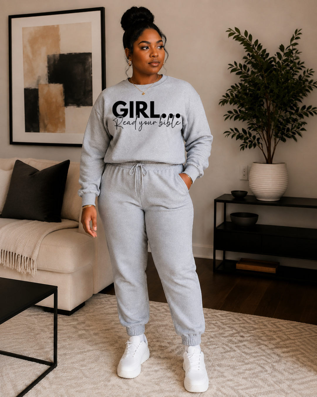 Girl Read Your Bible™ Christian Sweatshirt Set | Cozy Faith-Based Loungewear for Women