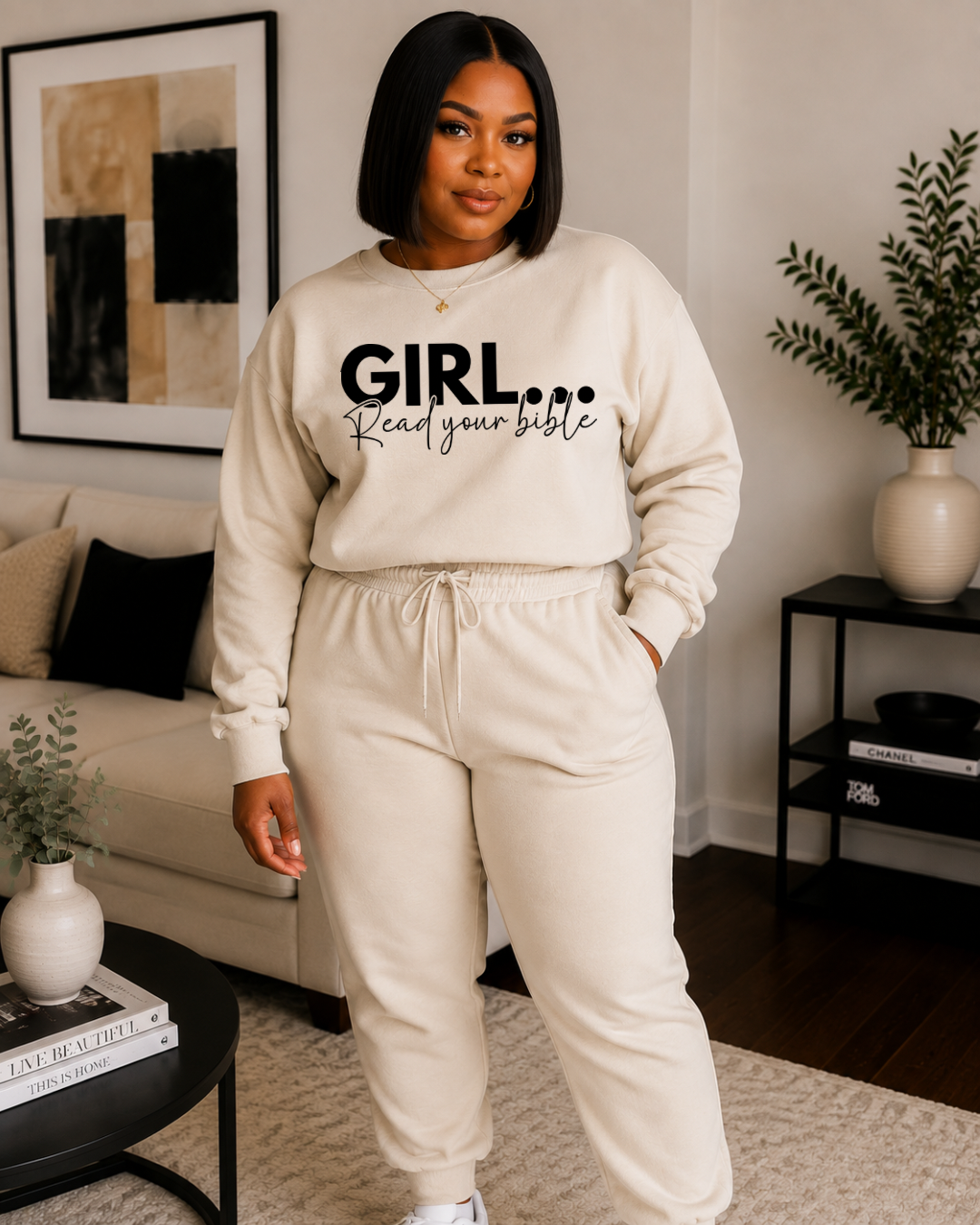 Girl Read Your Bible™ Christian Sweatshirt Set | Cozy Faith-Based Loungewear for Women