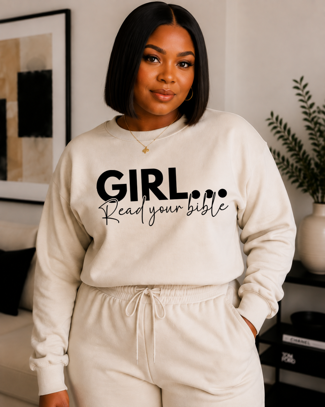 Girl Read Your Bible™ Christian Sweatshirt Set | Cozy Faith-Based Loungewear for Women